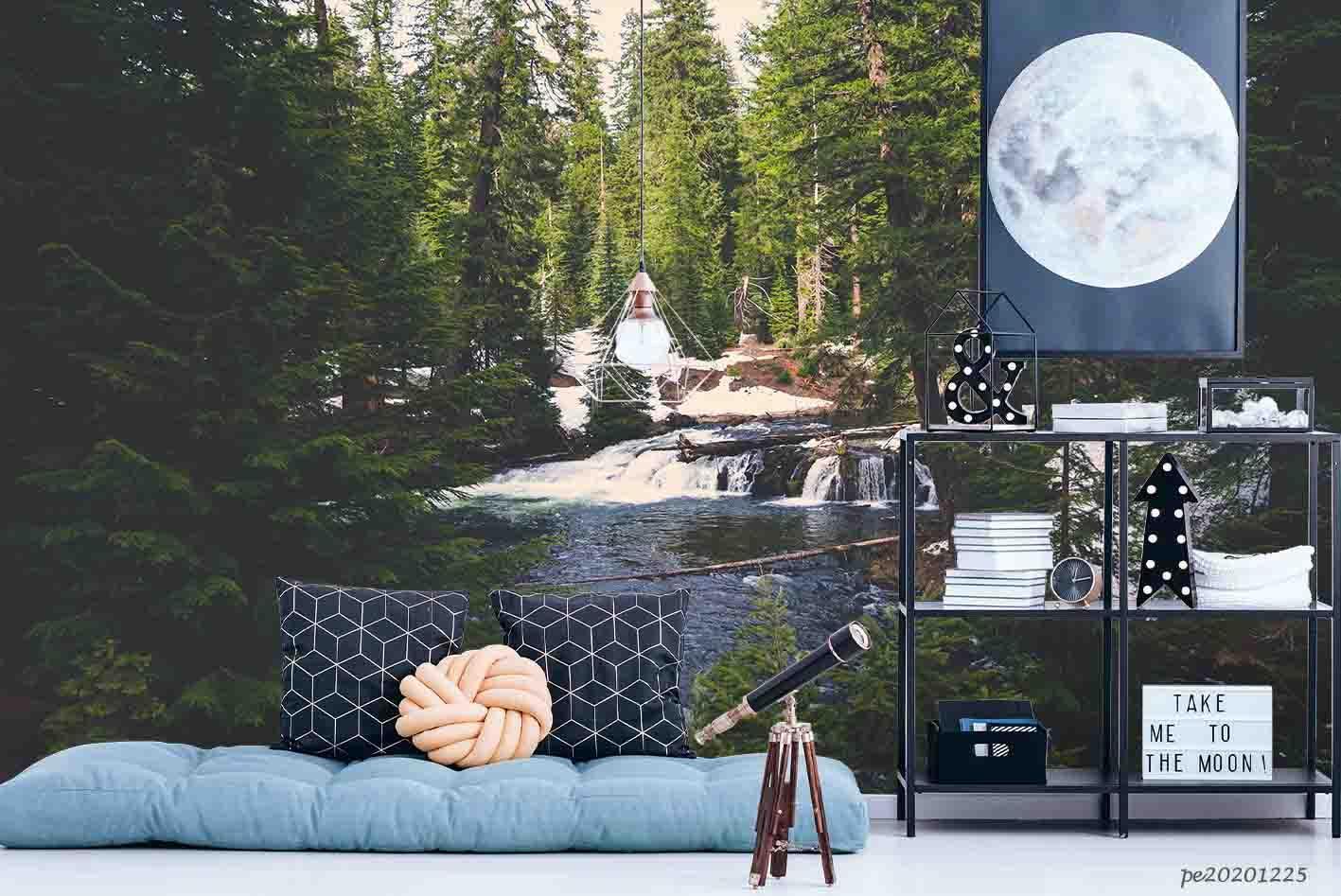 3D Green Forest River Scenery Wall Mural Wallpaper LQH 181- Jess Art Decoration