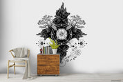 3D Tattoo Compass Arrows Roses Wall Mural Wallpaper WJ 3067- Jess Art Decoration