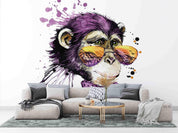 3D Monkey Sunglasses playful monkey portrait mural wall mural wallpaper for kids room - view 2