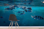 3D Blue Sea World Fish Wall Mural Wallpaper LQH 145- Jess Art Decoration