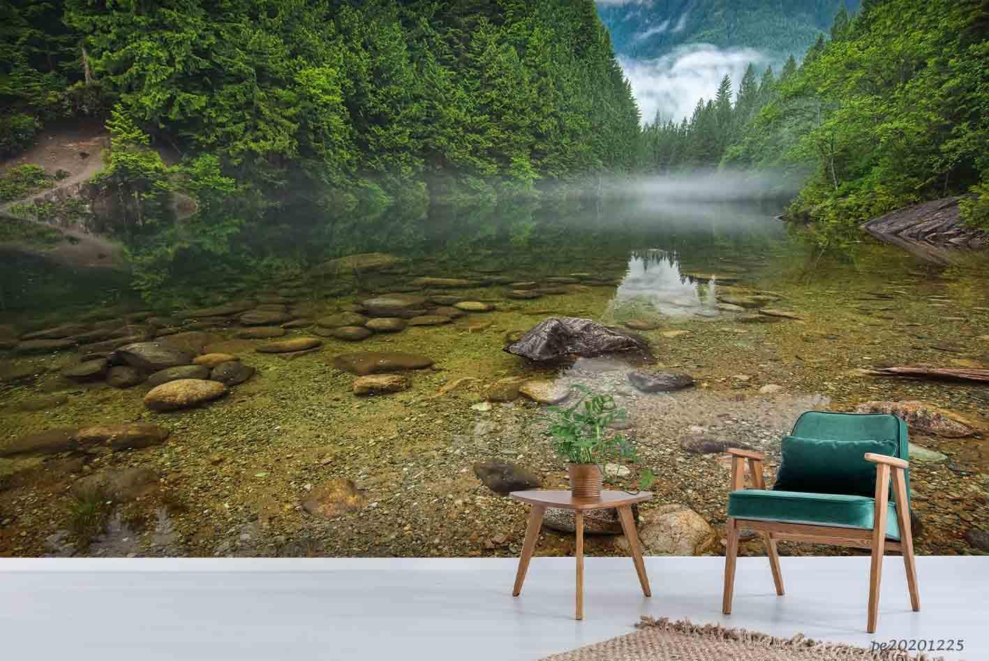 3D Lake Forest Scenery Wall Mural Wallpaper LQH 157- Jess Art Decoration