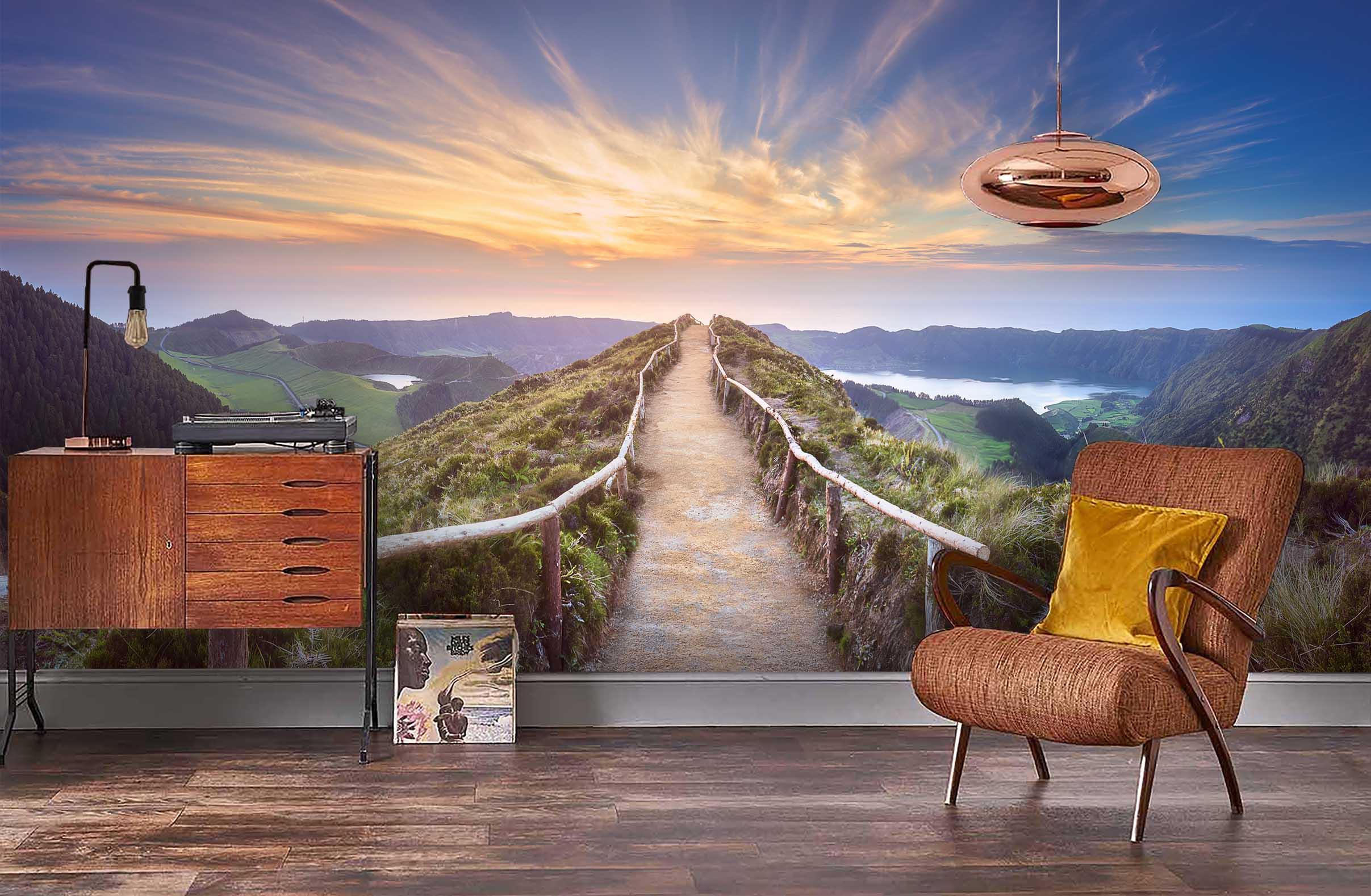 3D Colorful Clouds Mountains Paths Wall Mural Wallpaper 141- Jess Art Decoration