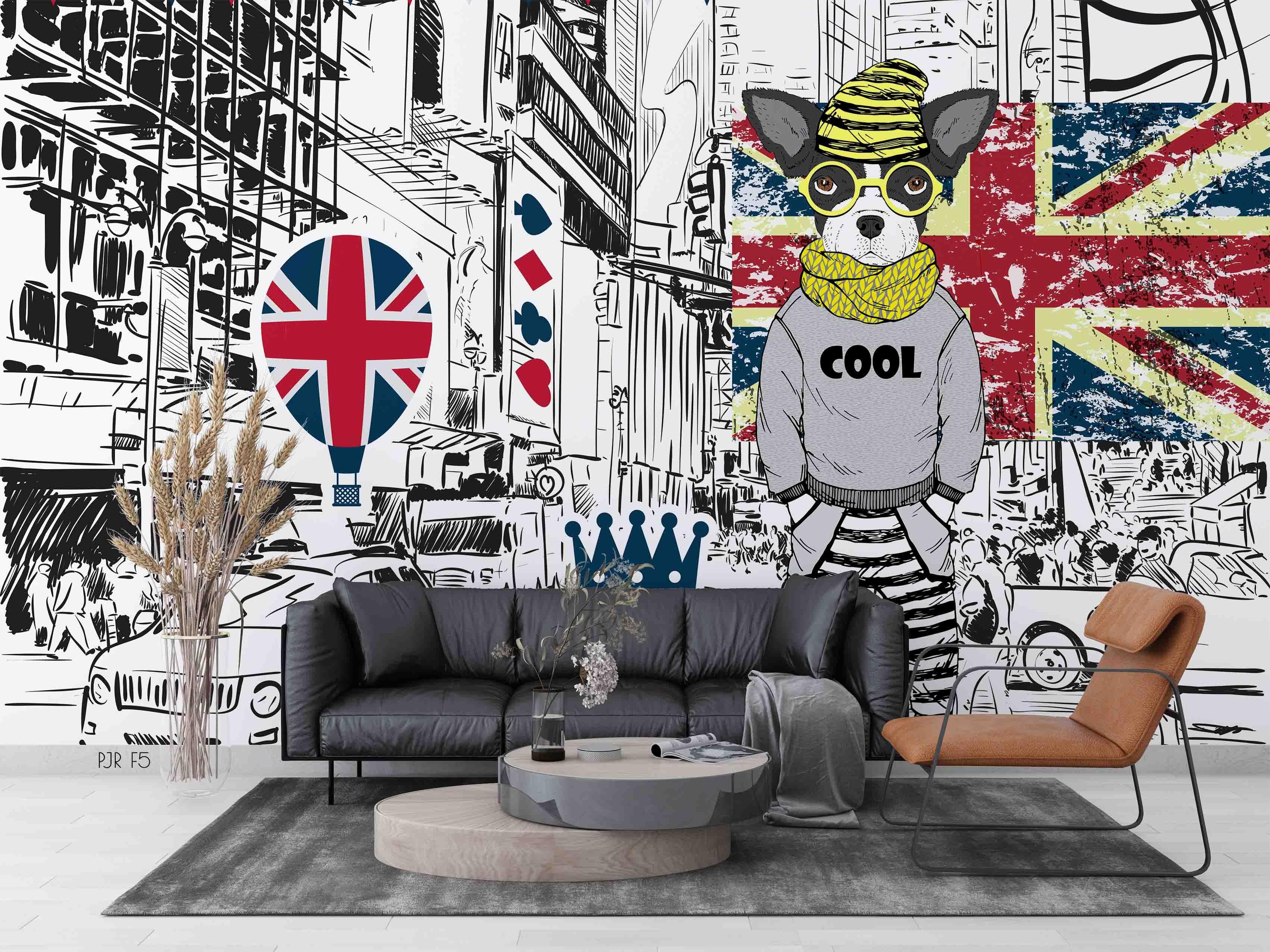 3D American Flag Car Dog Wall Mural Wallpaper WJ 6626- Jess Art Decoration