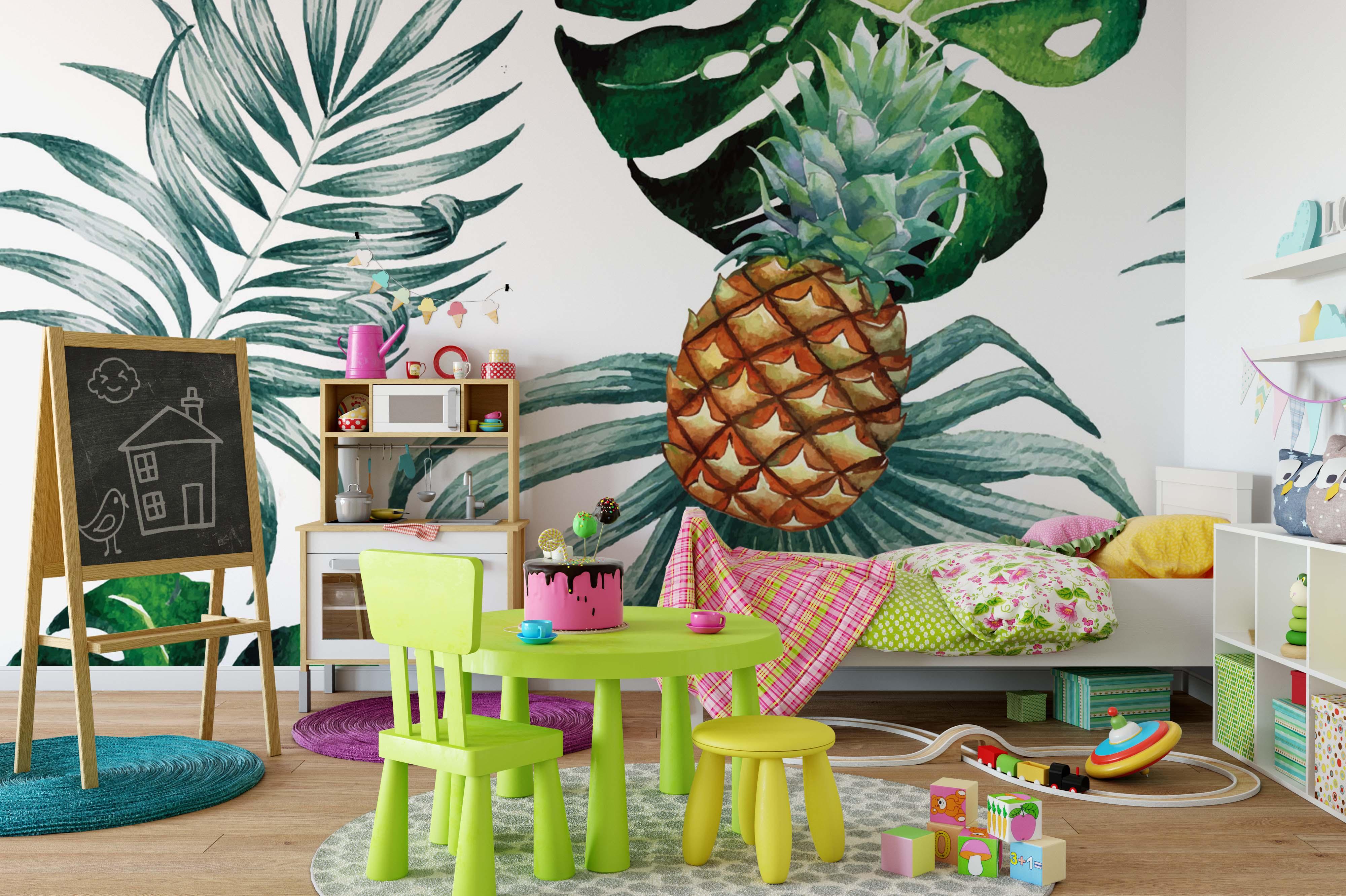 3D Pineapple Green Leaves Wall Mural Wallpaper 42- Jess Art Decoration