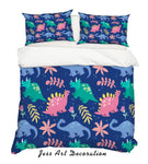 3D Cartoon Dinosaur Blue Quilt Cover Set Bedding Set Pillowcases 31- Jess Art Decoration
