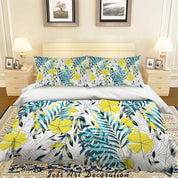 3D Yellow Flowers Leaves Quilt Cover Set Bedding Set Pillowcases 49- Jess Art Decoration