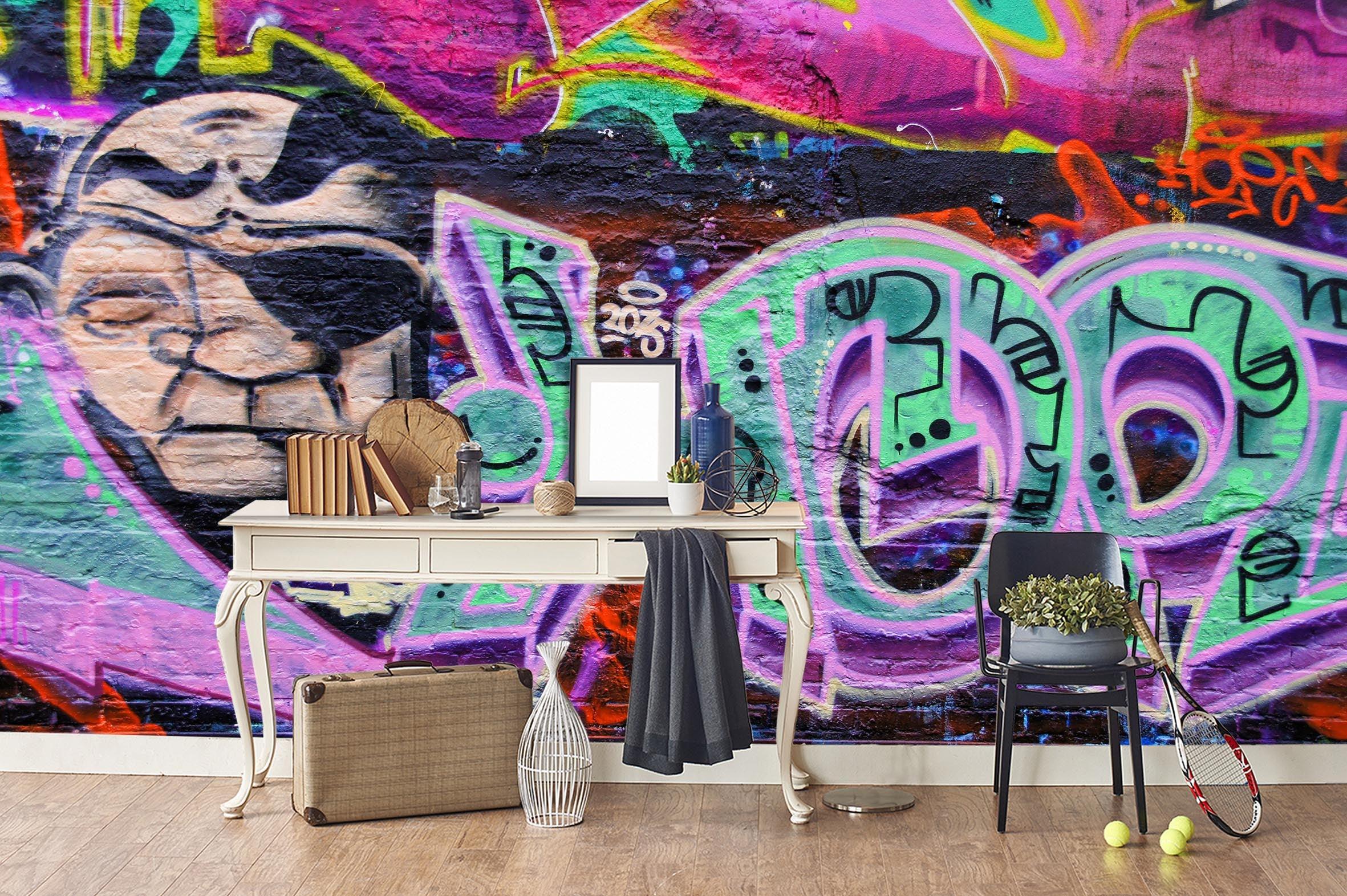 3D Abstract Purple Monster Graffiti Wall Mural Wallpaper 101- Jess Art Decoration