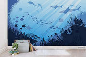 3D Sea Underwater Ocean Bottom Fishes Wall Mural Wallpaper WJ 3127- Jess Art Decoration