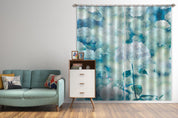 3D Beautiful Floral Blue Pattern Curtains and Drapes GD 3996- Jess Art Decoration