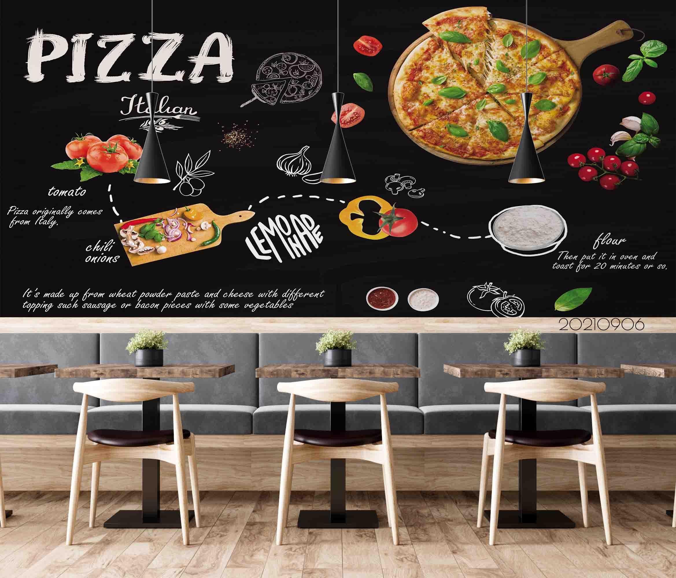 3D Pizza Shop Background Wall Mural Wallpaper LQH 575- Jess Art Decoration
