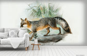 3D Watercolor Animal Fox Leaf Wall Mural Wallpaper LQH 246- Jess Art Decoration