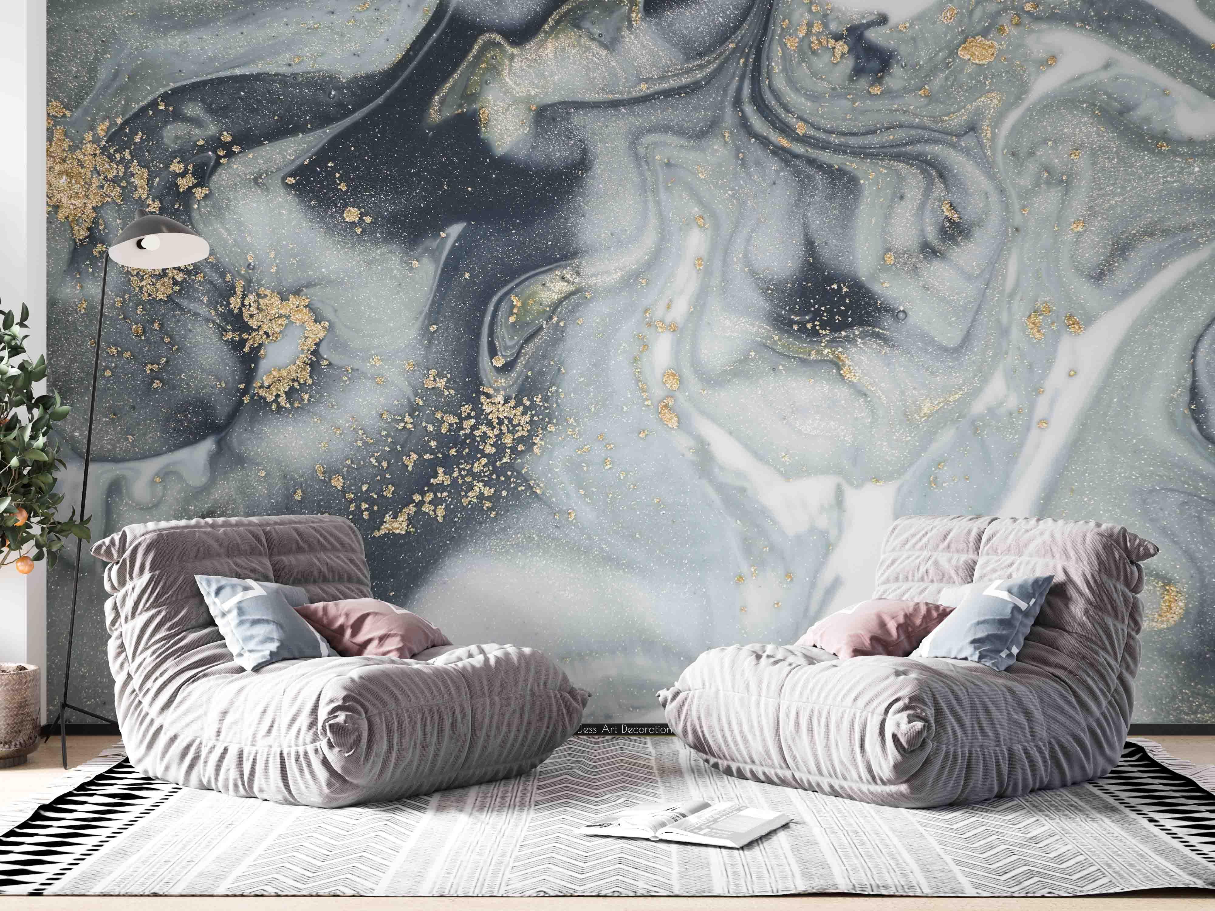 3D Grey Gilting Marble Texture Wall Mural Wallpaper GD 2856- Jess Art Decoration