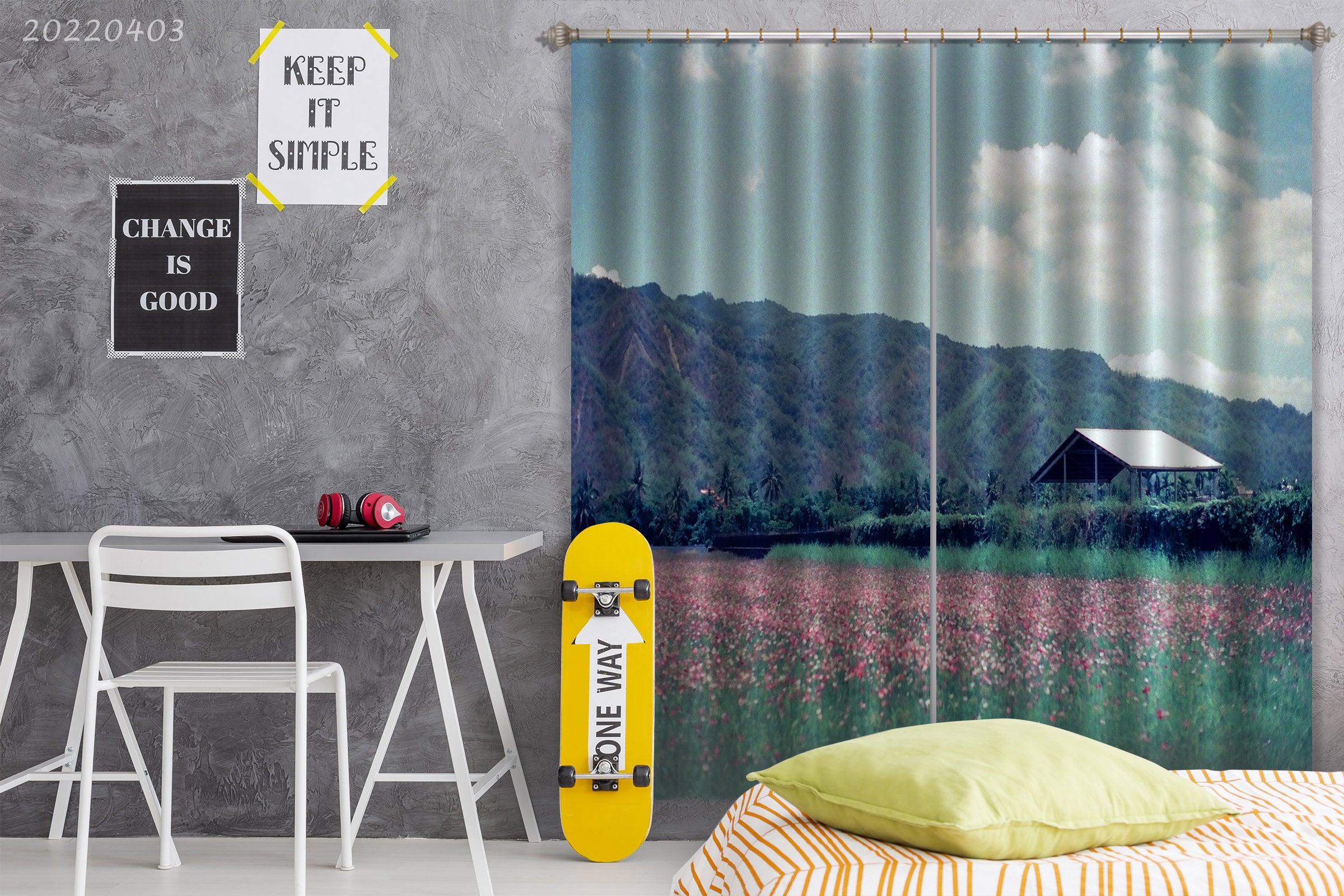 3D Landscape Mountain Green Plant Flower Curtains and Drapes GD 3321- Jess Art Decoration