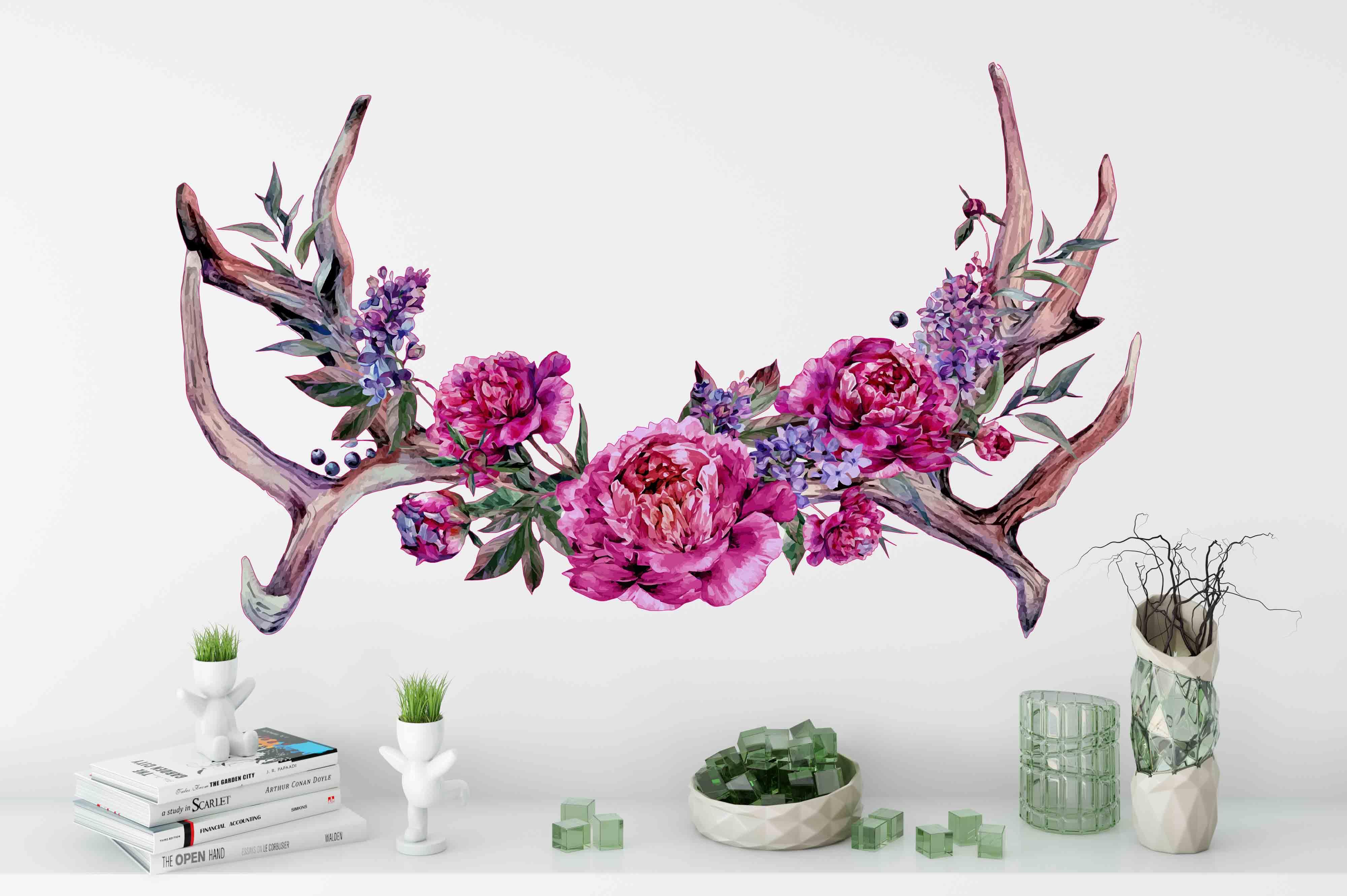3D Horn Floral Wall Mural Wallpaper 189- Jess Art Decoration