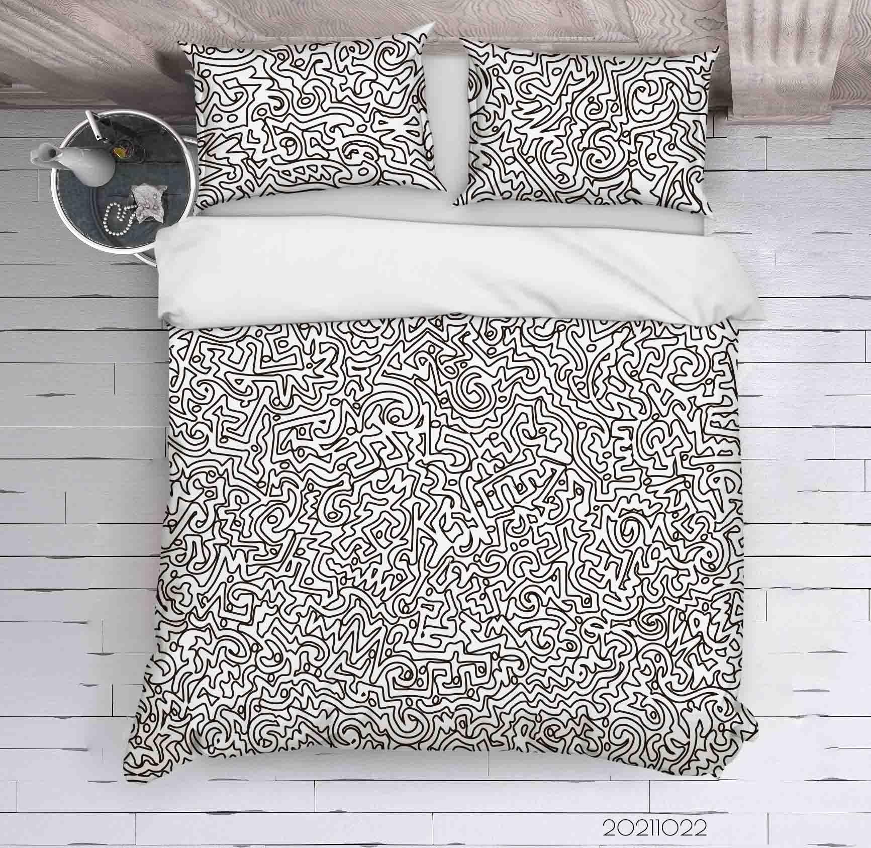 3D Abstract Funny Illustration Doodle Quilt Cover Set Bedding Set Duvet Cover Pillowcases 20- Jess Art Decoration