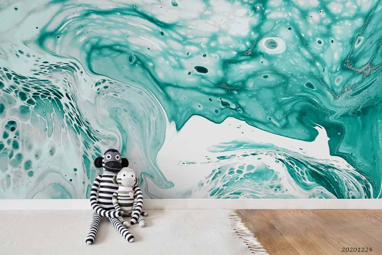 3D Watercolor Green Marble Pattern Wall Mural Wallpaper LQH 208- Jess Art Decoration