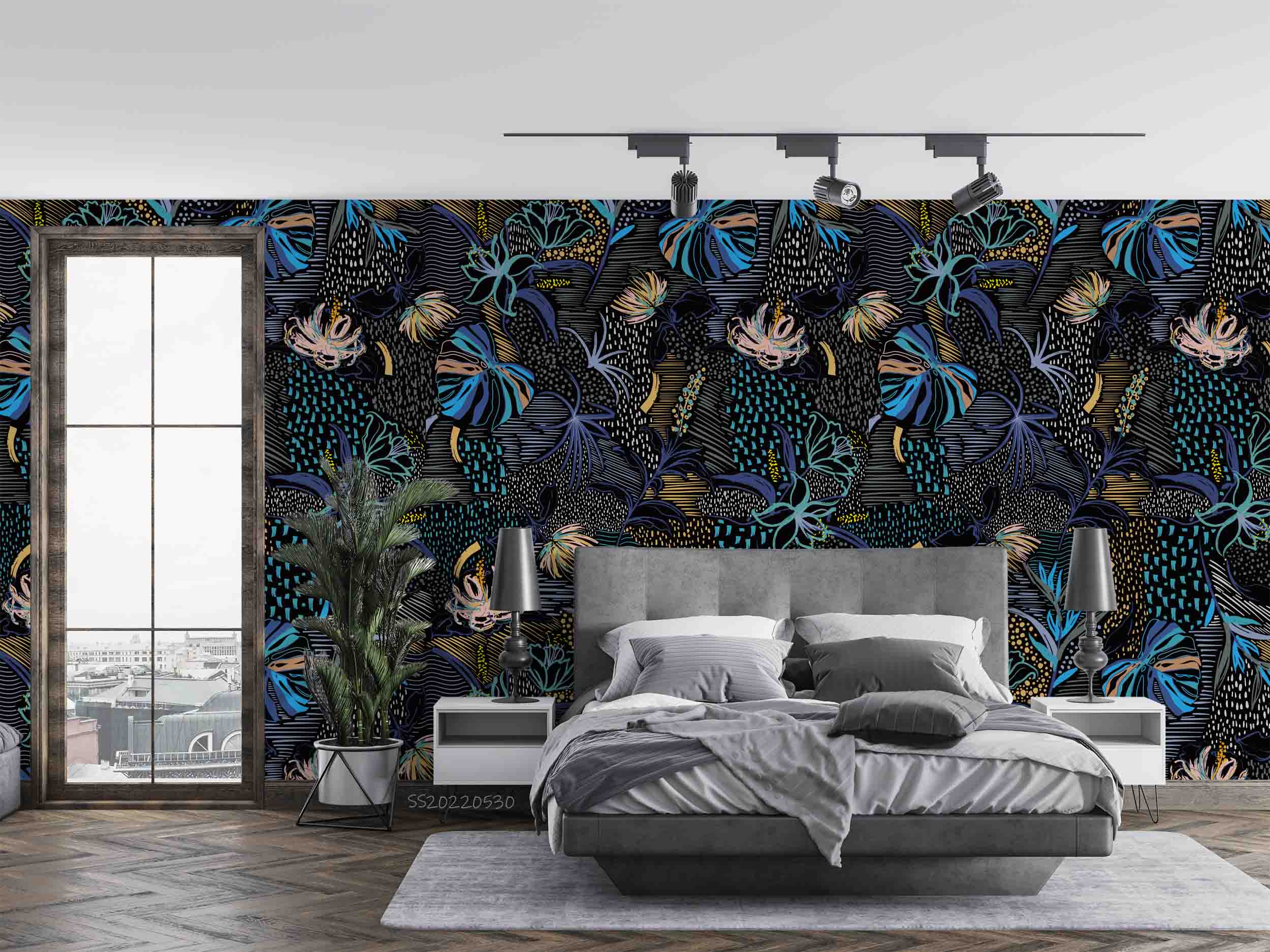 3D Vintage Abstract Plant Leaf Floral Wall Mural Wallpaper GD 65- Jess Art Decoration