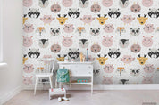 3D Cartoon Cute Animal Bear Panda Fox Pattern Wall Mural Wallpaper WJ 5038- Jess Art Decoration
