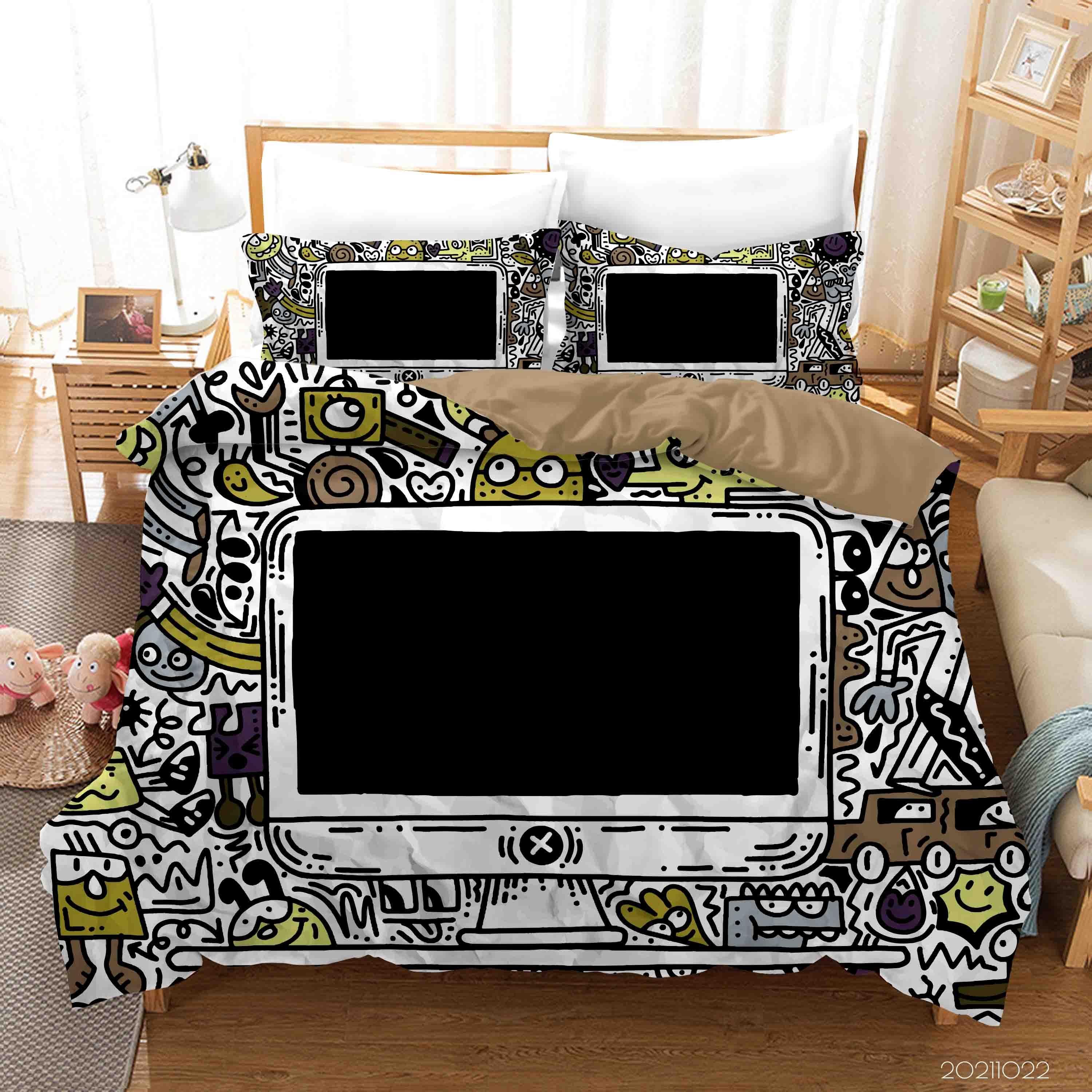 3D Abstract Computer Graffiti Quilt Cover Set Bedding Set Duvet Cover Pillowcases 5- Jess Art Decoration