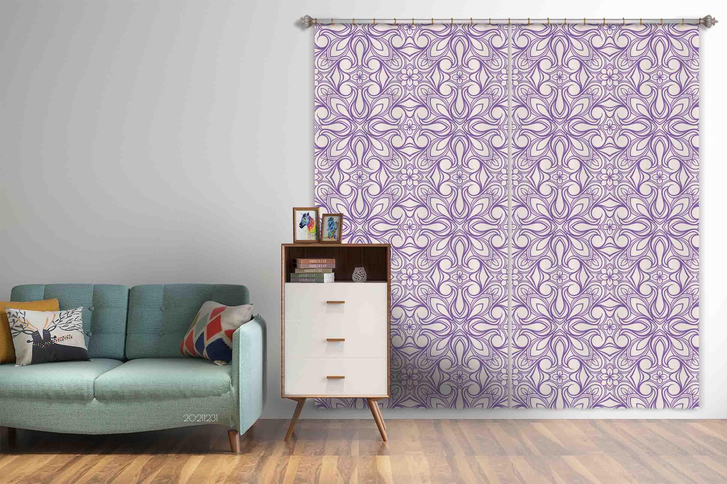 3D Vintage Purple Floral Pattern Curtains and Drapes GD 46- Jess Art Decoration