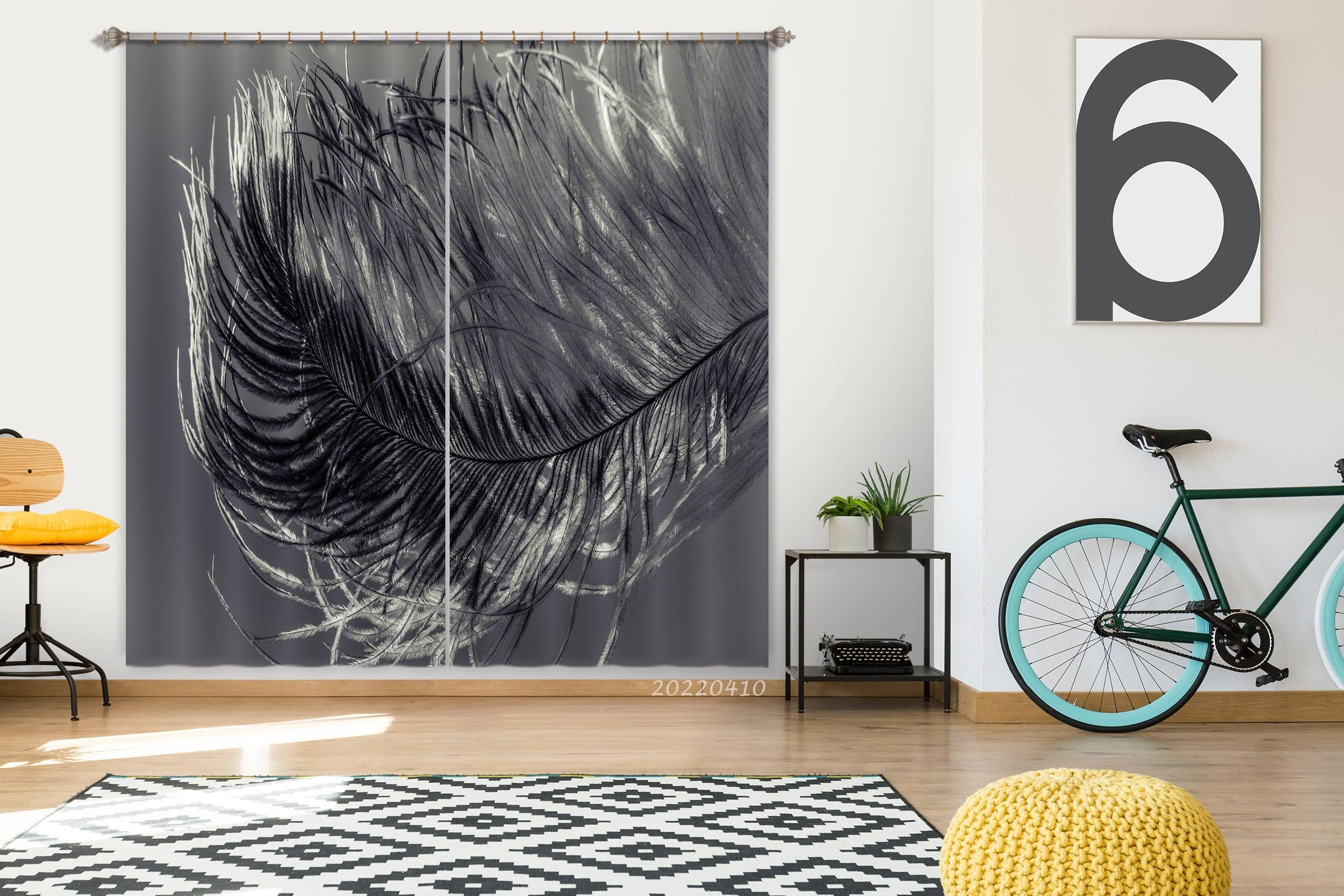 3D Abstract Bird Wing Black Curtains and Drapes GD 3982- Jess Art Decoration
