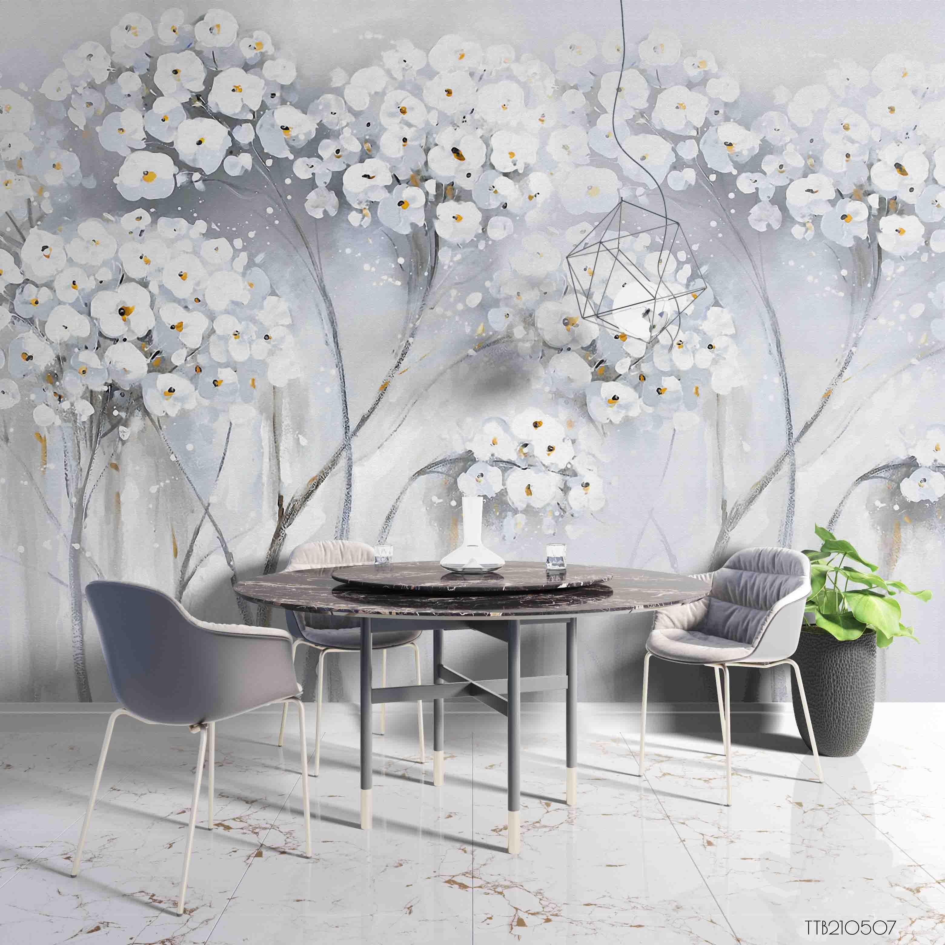 3D Hand Drawn White Floral Wall Mural Wallpaper LQH 60- Jess Art Decoration
