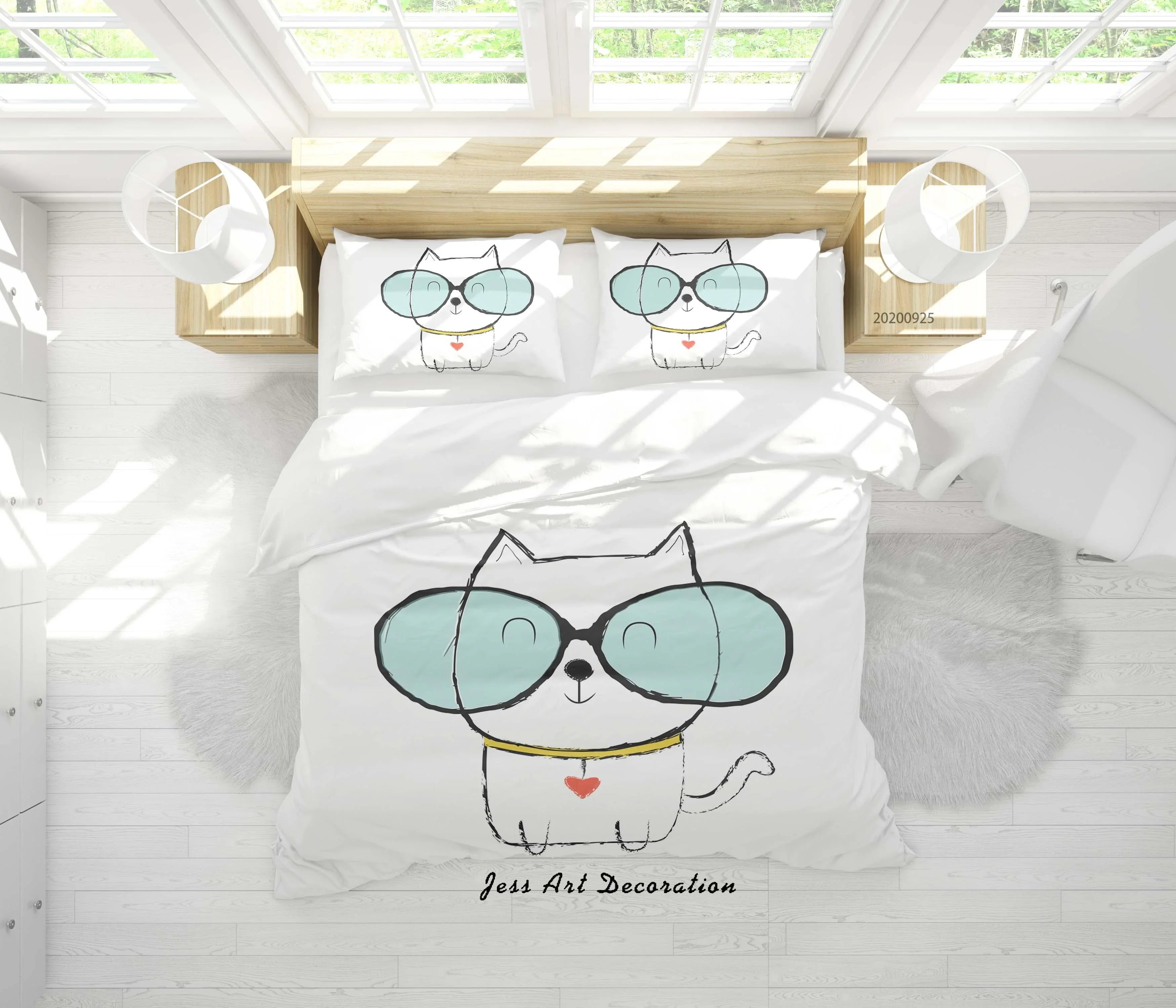3D Cartoon Animal Cat Pattern Quilt Cover Set Bedding Set Duvet Cover Pillowcases WJ 6495- Jess Art Decoration