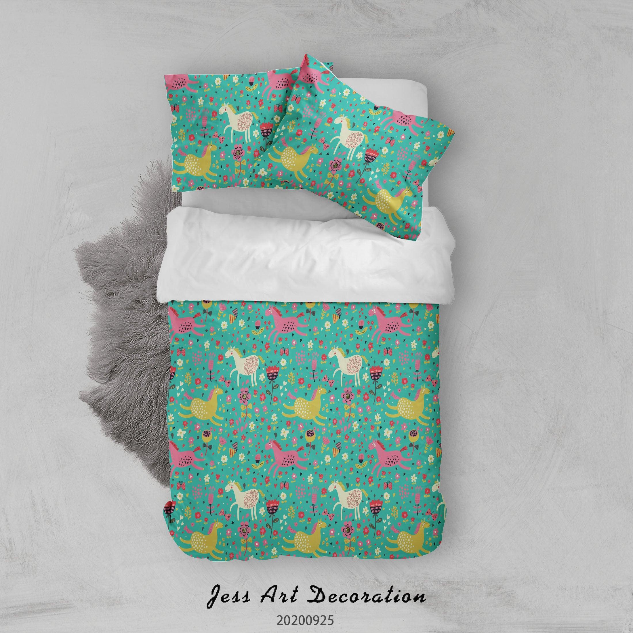 3D Cartoon Animal Horse Pattern Quilt Cover Set Bedding Set Duvet Cover Pillowcases WJ 6476- Jess Art Decoration