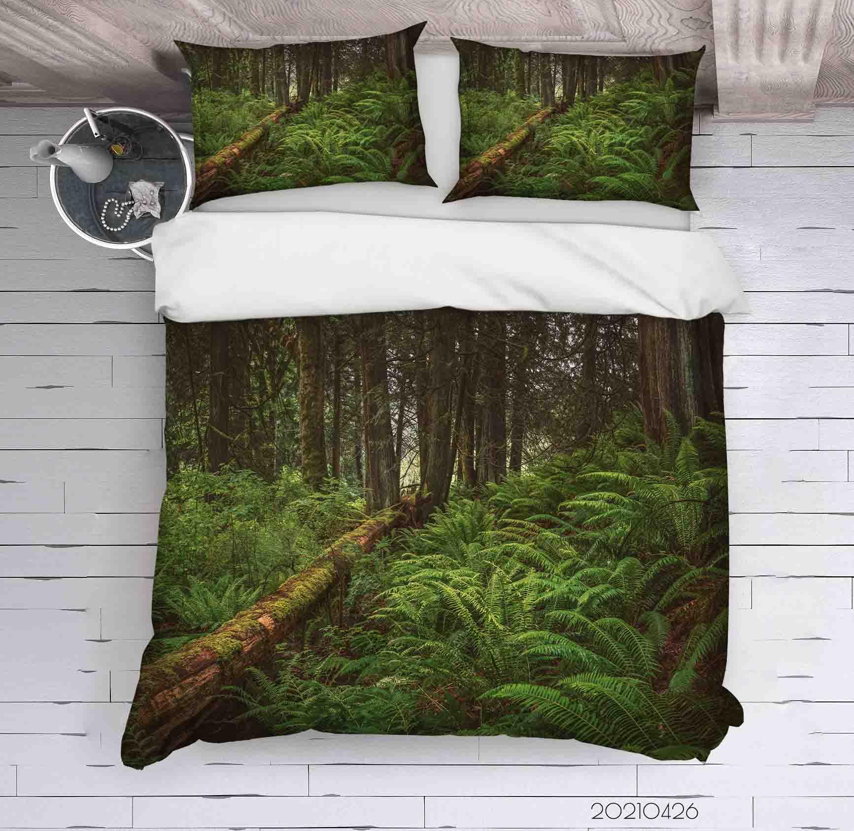 3D Tropical Green Forest Landscape Quilt Cover Set Bedding Set Duvet Cover Pillowcases 254- Jess Art Decoration