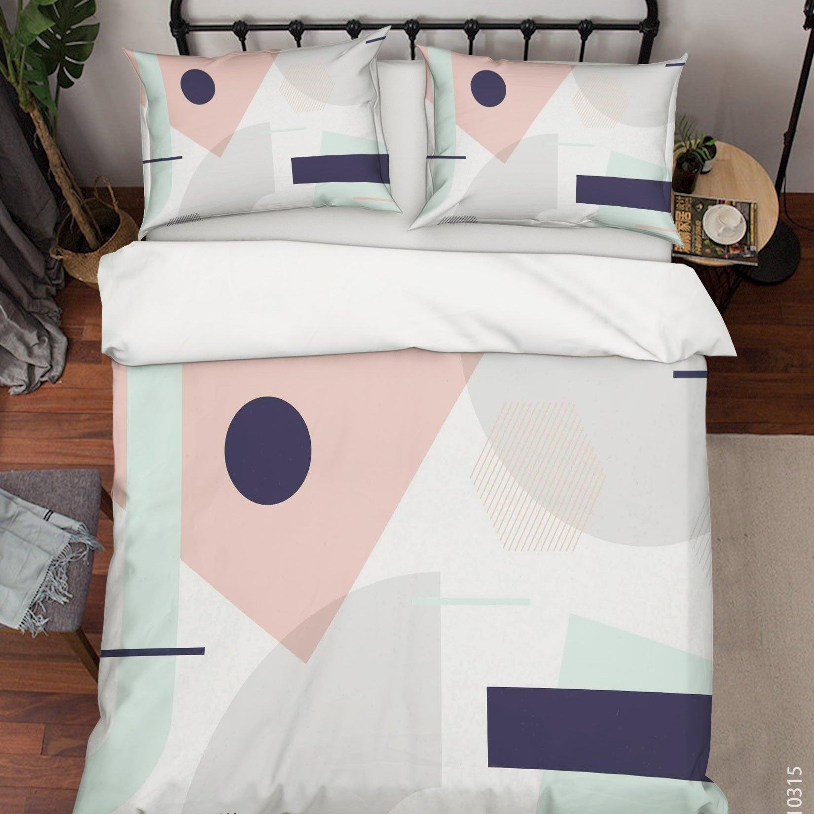 3D Abstract Color Geometry Quilt Cover Set Bedding Set Duvet Cover Pillowcases 84- Jess Art Decoration
