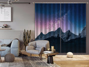 3D Snow Mountain Peak Woods Purple Blue Star Sky Curtains and Drapes GD 2275- Jess Art Decoration