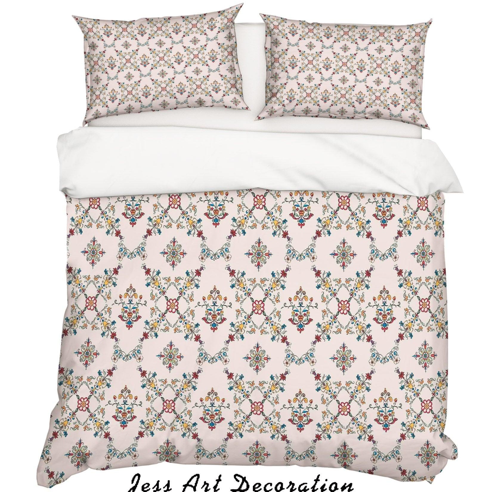 3D Vintage Geometry Floral Pattern Quilt Cover Set Bedding Set Duvet Cover Pillowcases WJ 6910- Jess Art Decoration