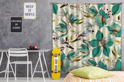 3D Hand Painted Green Flowers Birds Curtains and Drapes A75- Jess Art Decoration