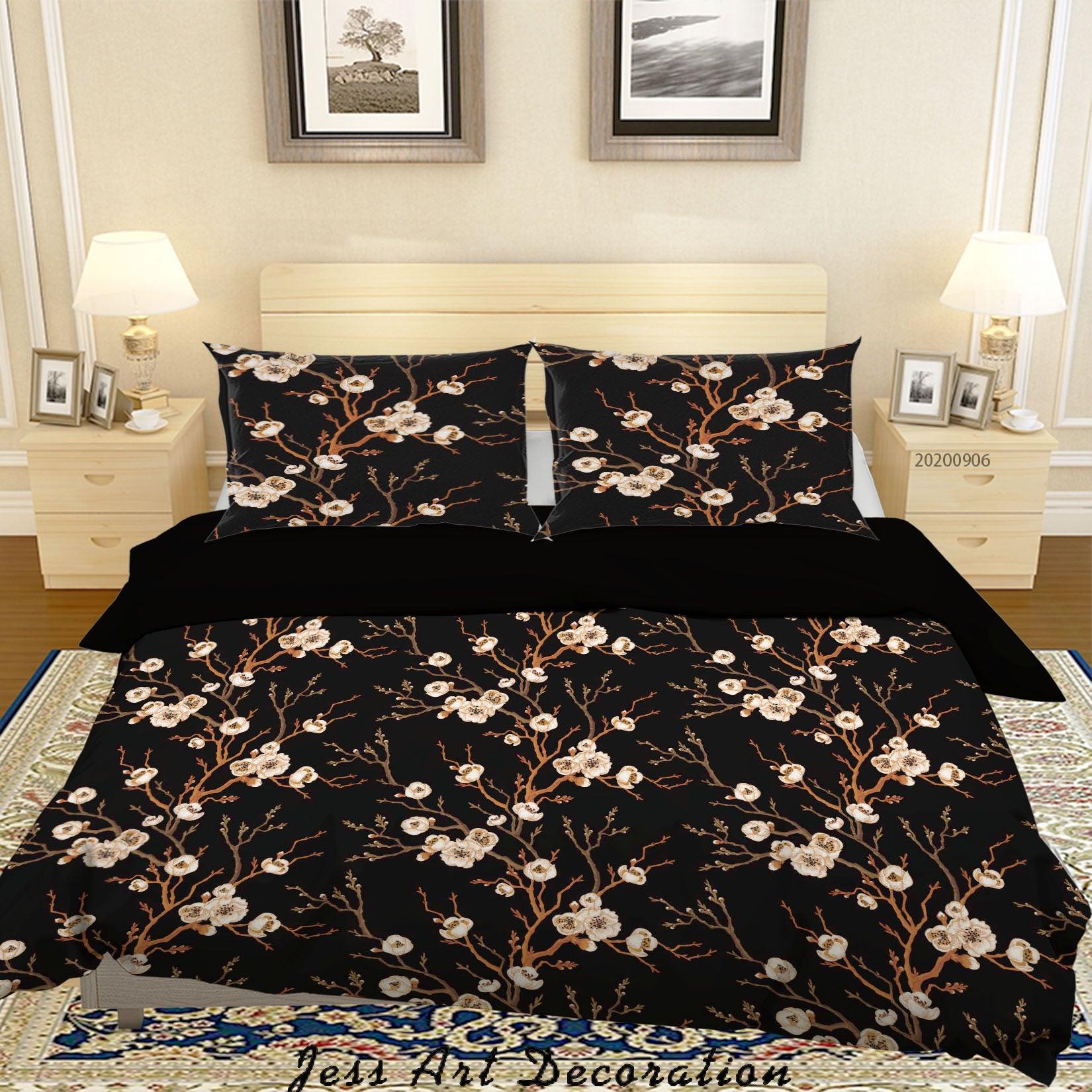 3D Vintage White Floral Leaves Pattern Quilt Cover Set Bedding Set Duvet Cover Pillowcases WJ 3619- Jess Art Decoration