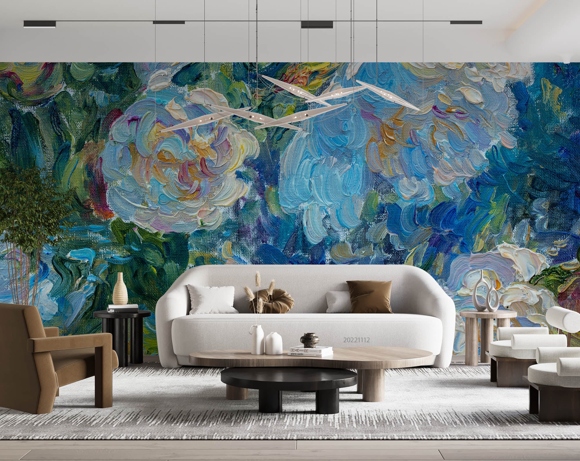 3D Oil Painting Blue Floral Wall Mural Wallpaper GD 2360- Jess Art Decoration