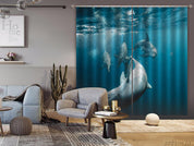 3D Blue Seabed Dolphin Pattern Curtains and Drapes GD 816- Jess Art Decoration