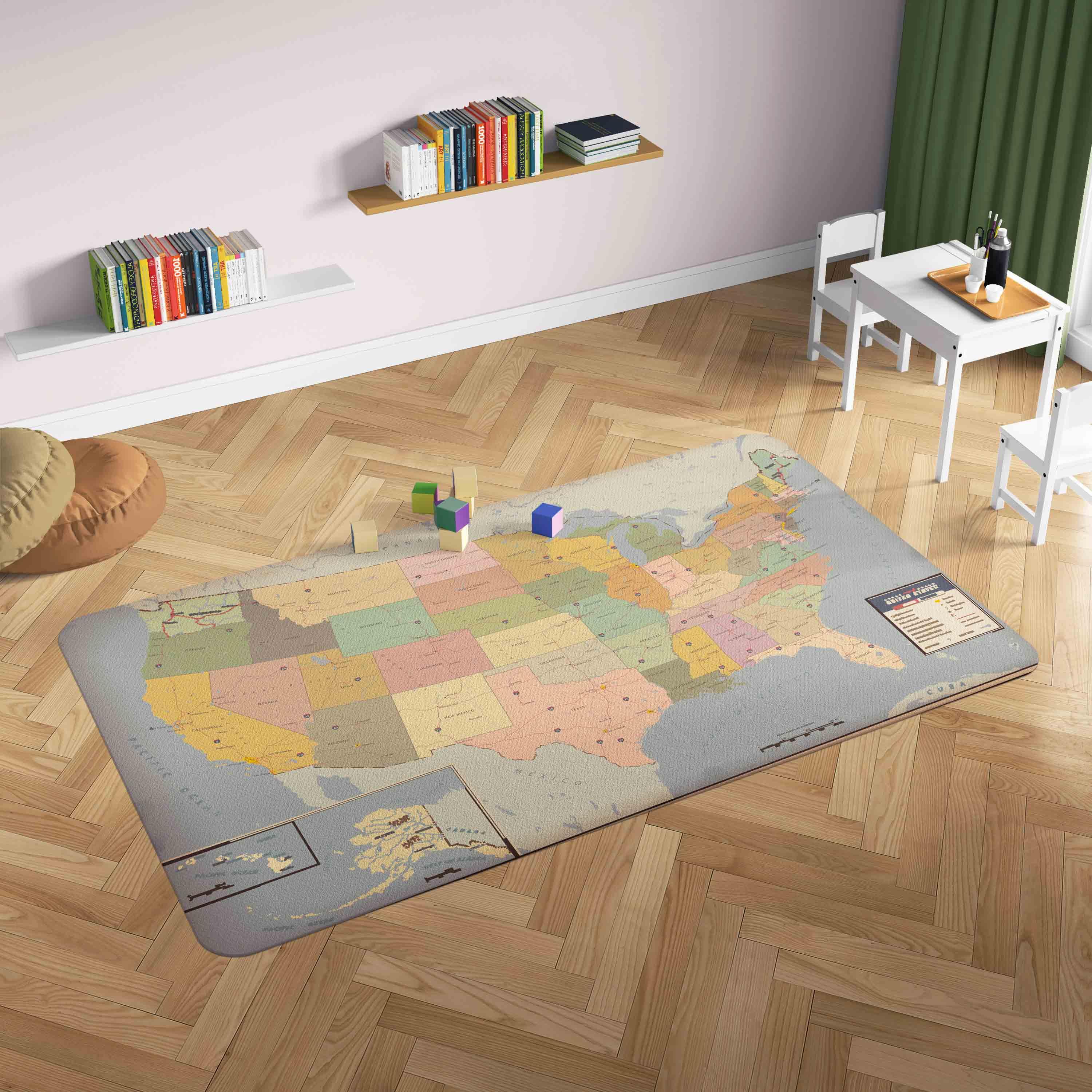 3D World Map Mosaic Non-Slip Rug Mat 162- Jess Art Decoration