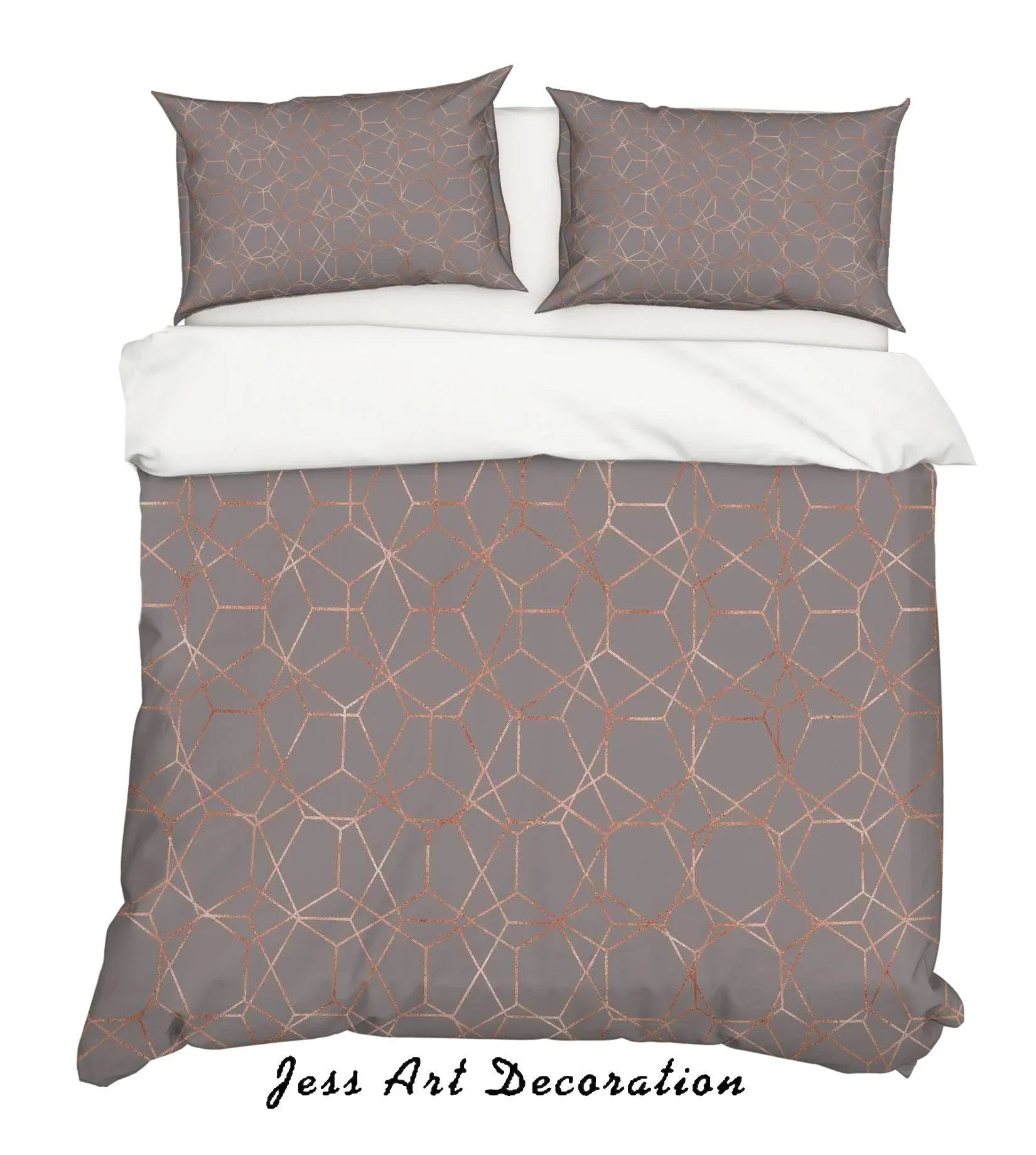 3D Geometric Shapes Grey Quilt Cover Set Bedding Set Pillowcases 46- Jess Art Decoration