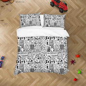 3D Abstract School Supplies Graffiti Quilt Cover Set Bedding Set Duvet Cover Pillowcases 64- Jess Art Decoration