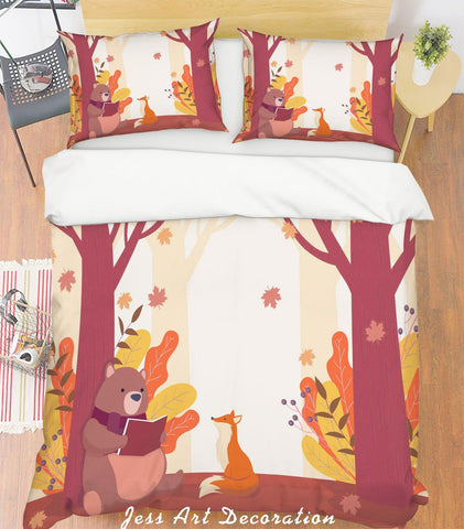 3D Color Cartoon Forest Animals Quilt Cover Set Bedding Set Pillowcases  63- Jess Art Decoration