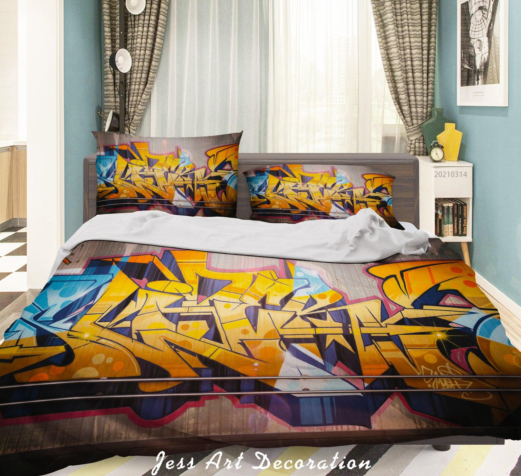 3D Abstract Color Graffiti Quilt Cover Set Bedding Set Duvet Cover Pillowcases 166- Jess Art Decoration