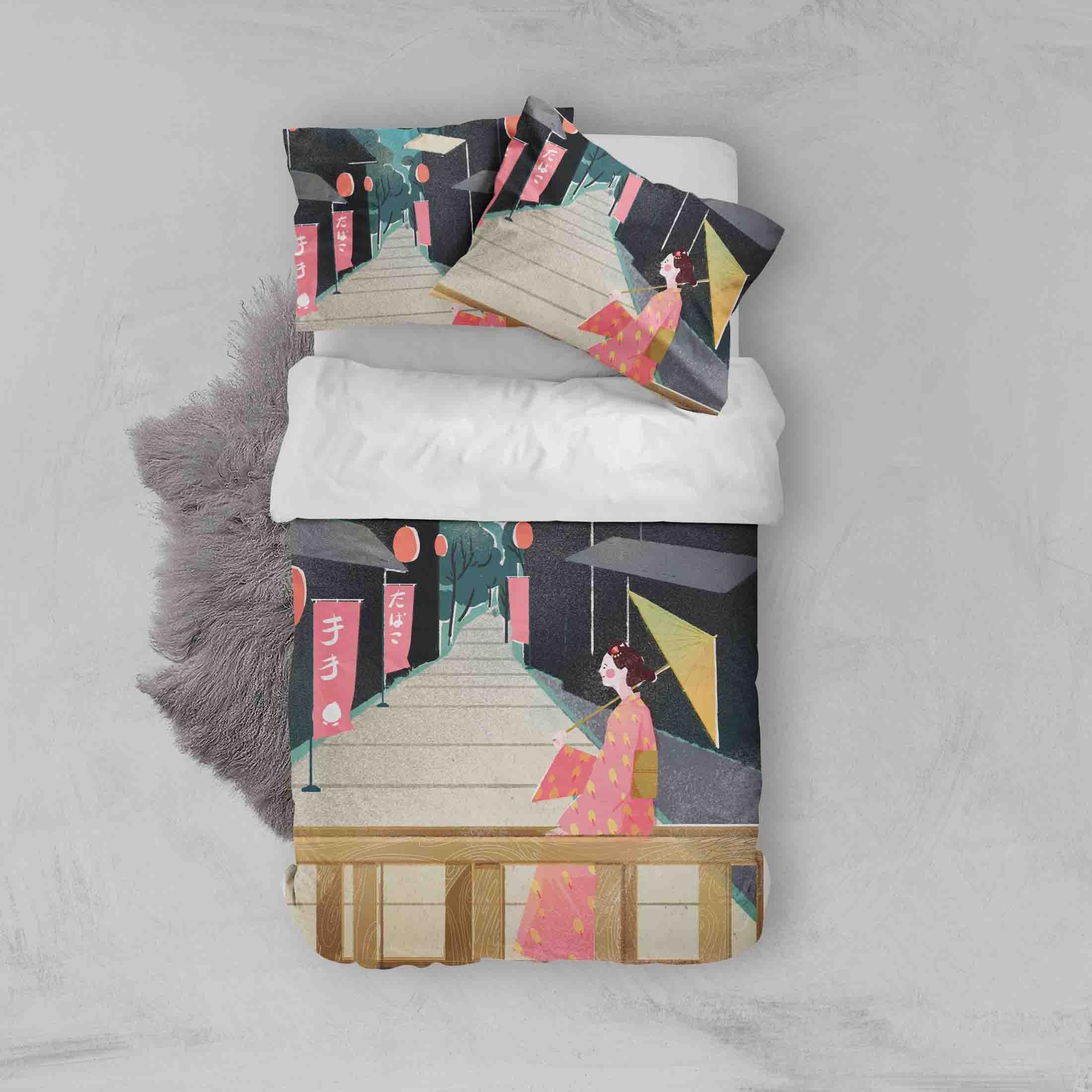 3D Abstract Japanese Beauty Quilt Cover Set Bedding Set Pillowcases 04- Jess Art Decoration