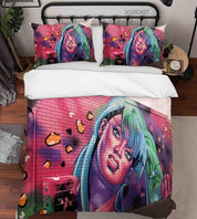 3D Color Art Street Graffiti Painting Quilt Cover Set Bedding Set Duvet Cover Pillowcases 55- Jess Art Decoration