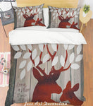 3D Reindeer Quilt Cover Set Bedding Set Pillowcases  42- Jess Art Decoration