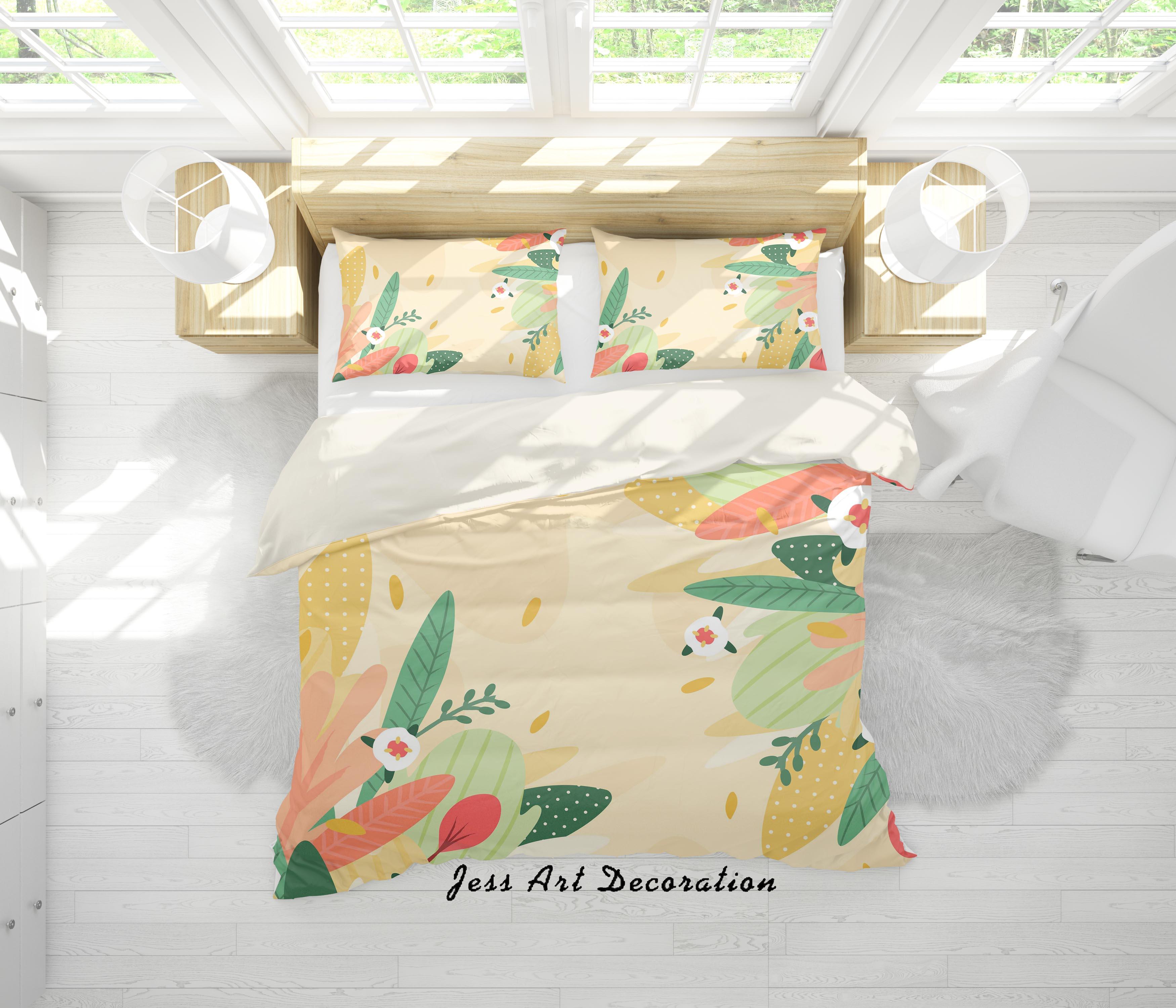 3D Colorful Leaves Quilt Cover Set Bedding Set Pillowcases 45- Jess Art Decoration