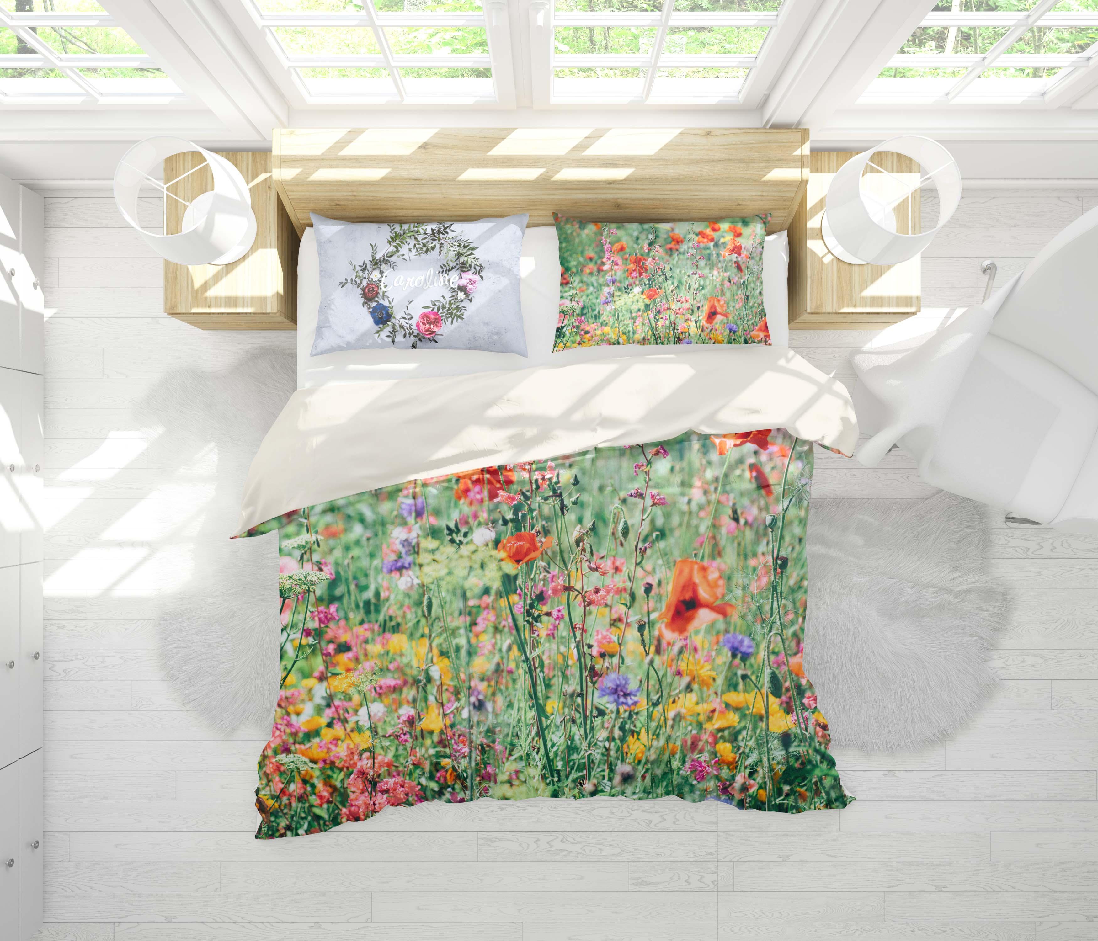 3D Red Wild Floral Quilt Cover Set Bedding Set Pillowcases 74- Jess Art Decoration