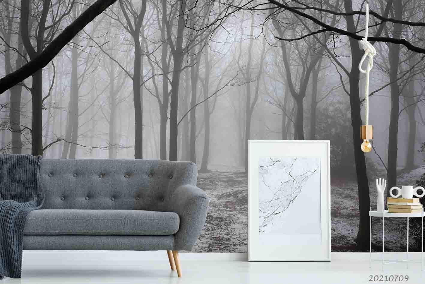 3D Woods Foggy Wall Mural Wallpaper SWW3838- Jess Art Decoration