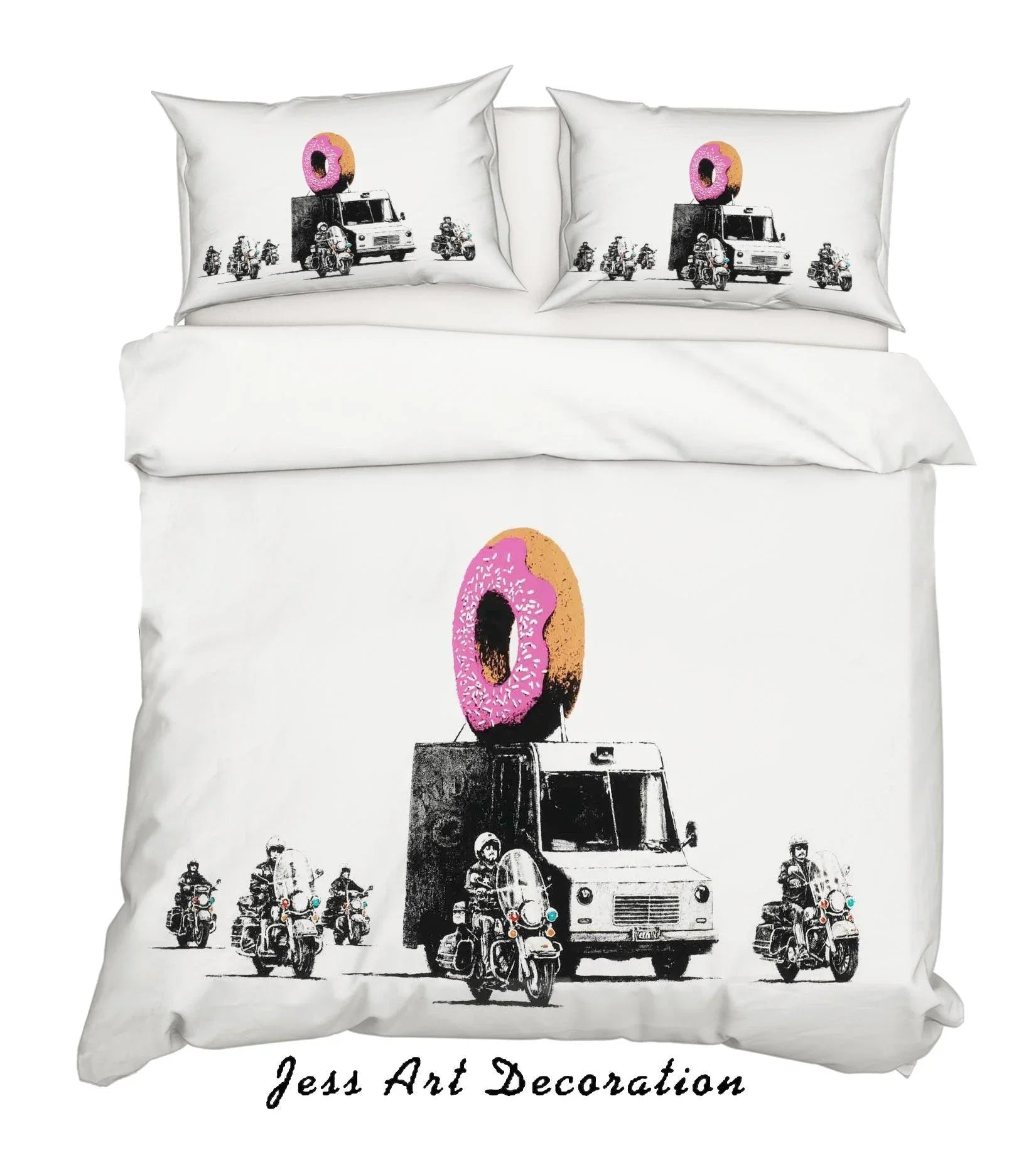 3D Banksy Donuts Strawberry Quilt Cover Set Bedding Set Duvet Cover Pillowcases  ZY D34- Jess Art Decoration