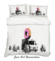 3D Banksy Donuts Strawberry Quilt Cover Set Bedding Set Duvet Cover Pillowcases  ZY D34- Jess Art Decoration