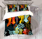 3D Abstract Color Graffiti Quilt Cover Set Bedding Set Duvet Cover Pillowcases 83- Jess Art Decoration